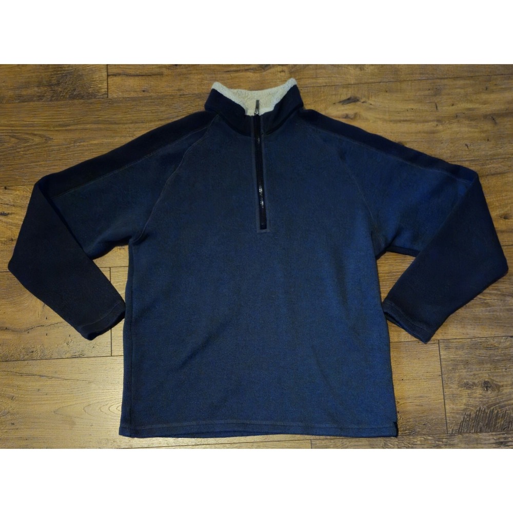 Columbia Pullover Mens Size Medium Two Tone Blue 1/4 Zip Ribbed Knit Sweater